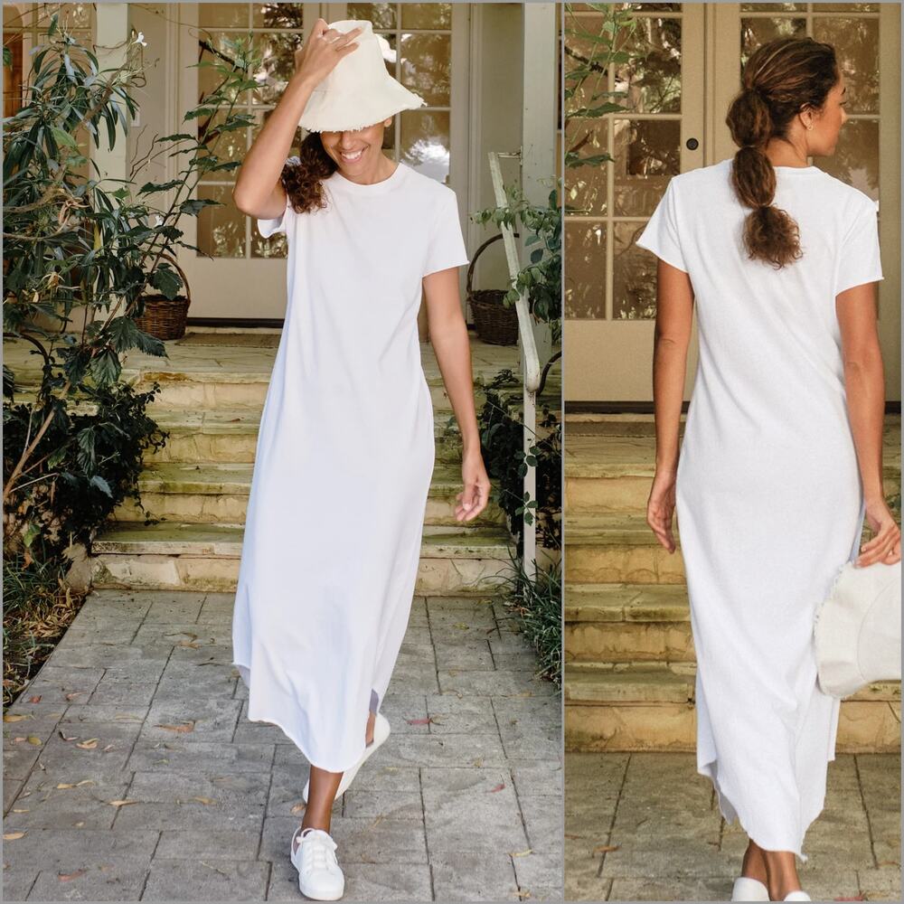 Frank & Eileen White Perfect Tee Dress Cotton Jersey sz Medium